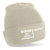 Beanie Strickmütze mit Spruch | Dinge die mich aufregen: Menschen | Farbwahl | Angenehm weich | Onesize