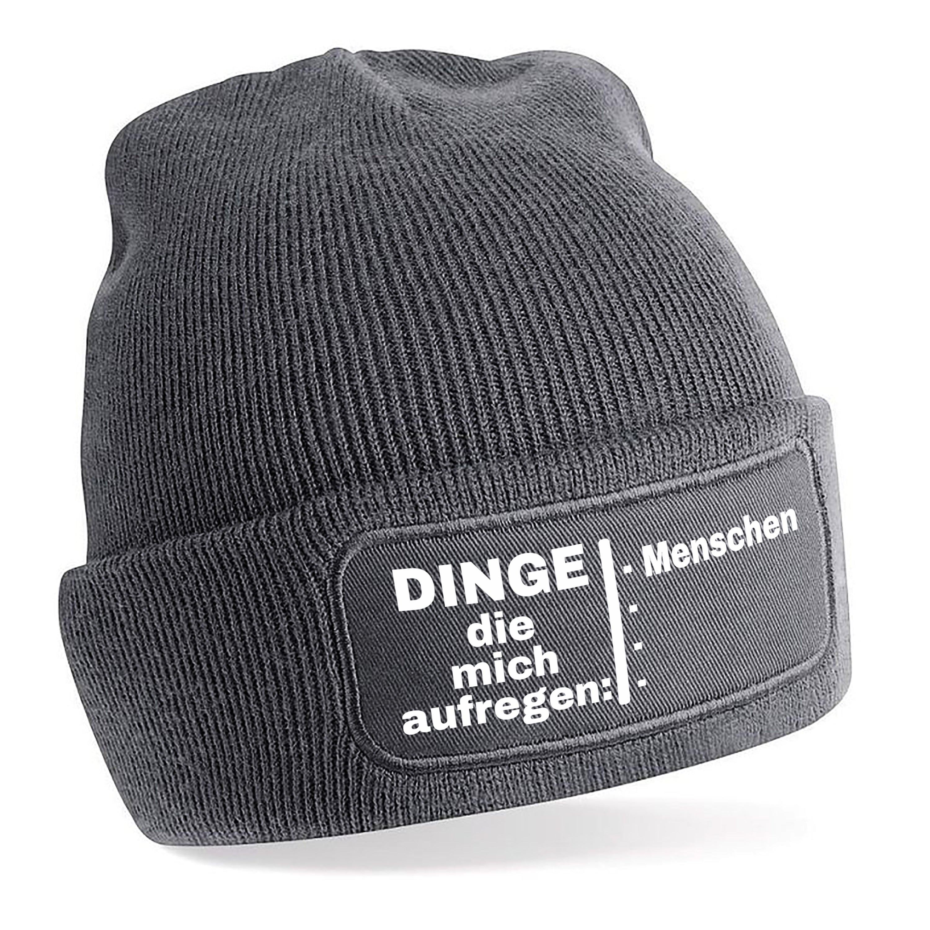 Beanie Strickmütze mit Spruch | Dinge die mich aufregen: Menschen | Farbwahl | Angenehm weich | Onesize