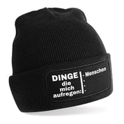 Beanie Strickmütze mit Spruch | Dinge die mich aufregen: Menschen | Farbwahl | Angenehm weich | Onesize