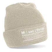 Beanie Strickmütze mit Spruch | Mi | san | throp - Beschreibung Misanthrop | Farbwahl | Angenehm weich | Onesize