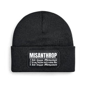 Beanie Strickmütze mit Spruch | Misanthrop - 1. Ich hasse Menschen 2. Ich mag Personen nicht in meiner Nähe 3. Ich hasse Menschen | Farbwahl | Angenehm weich | Onesize