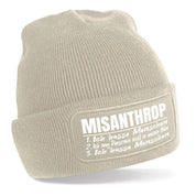 Beanie Strickmütze mit Spruch | Misanthrop - 1. Ich hasse Menschen 2. Ich mag Personen nicht in meiner Nähe 3. Ich hasse Menschen | Farbwahl | Angenehm weich | Onesize