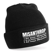 Beanie Strickmütze mit Spruch | Misanthrop - 1. Ich hasse Menschen 2. Ich mag Personen nicht in meiner Nähe 3. Ich hasse Menschen | Farbwahl | Angenehm weich | Onesize