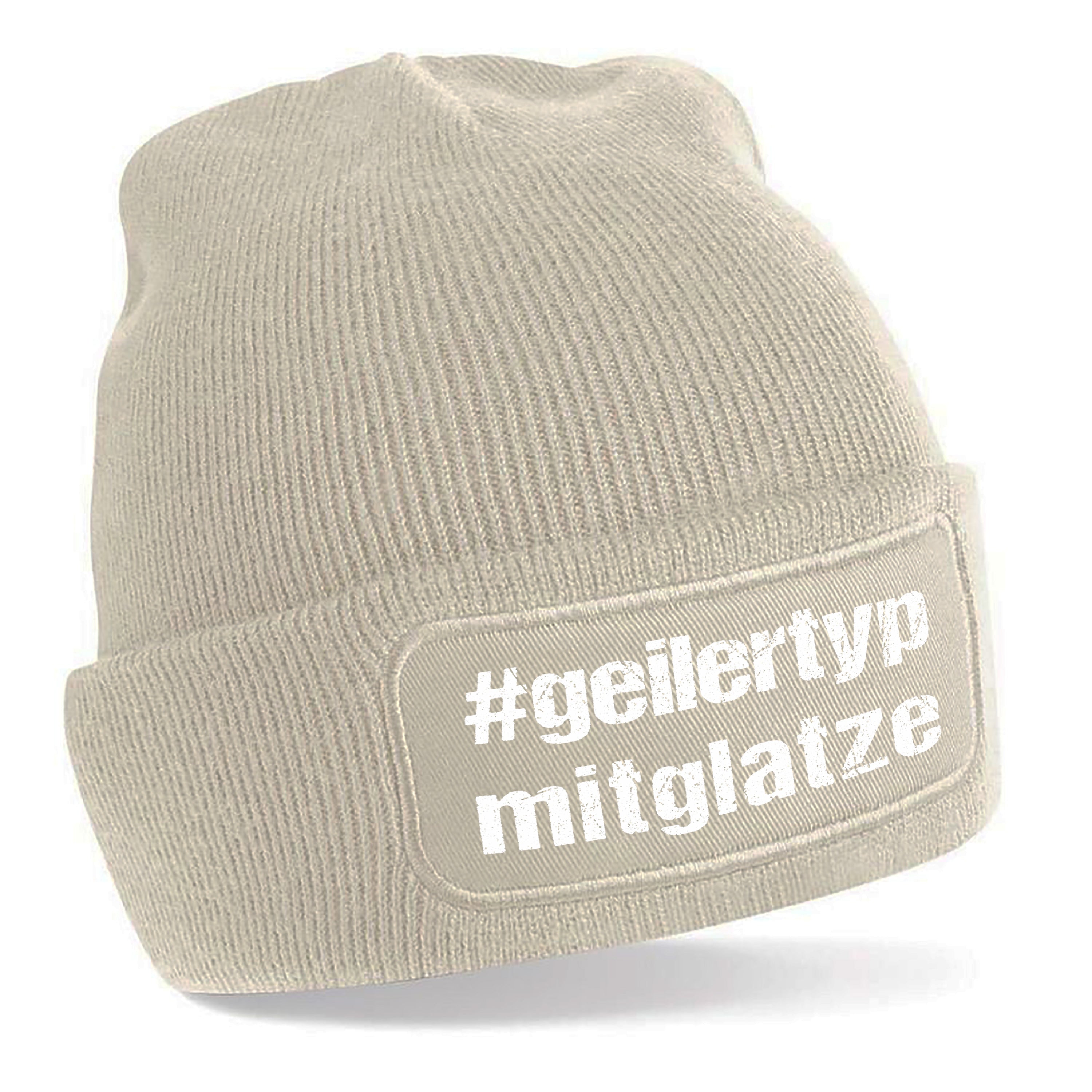 Beanie Strickmütze mit Spruch | #geilertypmitglatze - geiler Typ mit Glatze | Farbwahl | Angenehm weich | Onesize