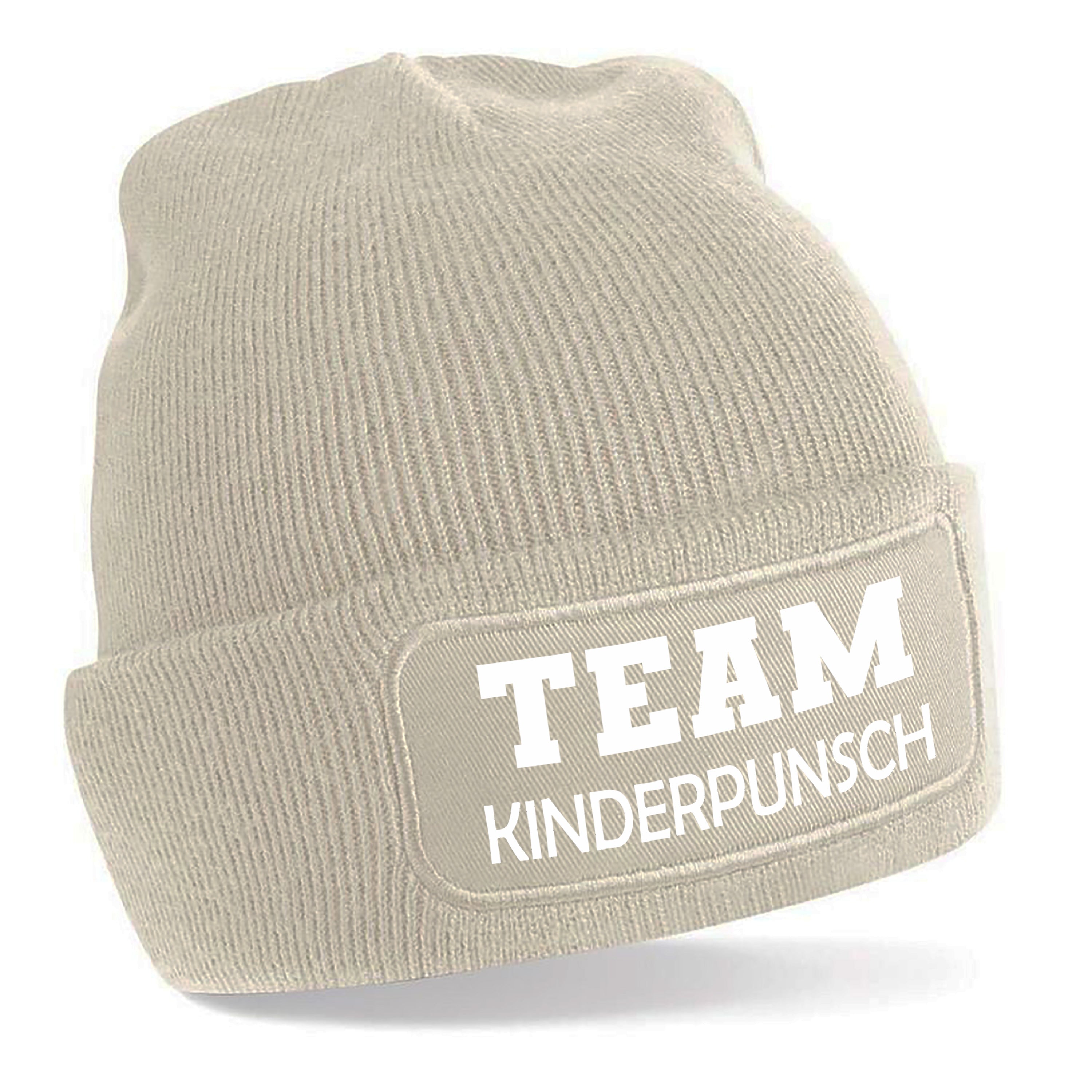 Beanie Strickmütze mit Spruch | TEAM Kinderpunsch | Farbwahl | Angenehm weich | Onesize