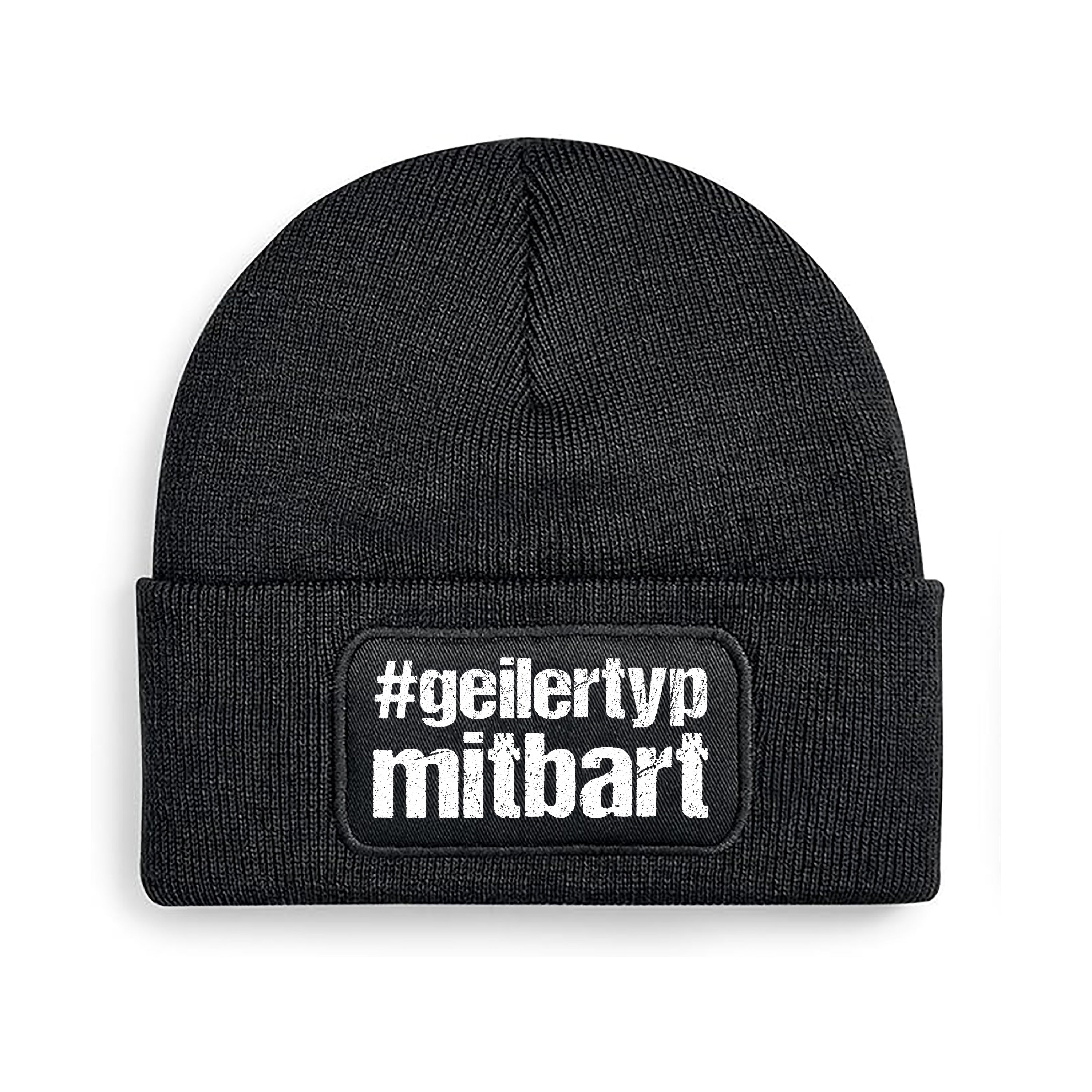 Beanie Strickmütze mit Spruch | #geilertypmitbart - geiler Typ mit Bart | Farbwahl | Angenehm weich | Onesize