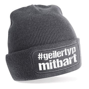 Beanie Strickmütze mit Spruch | #geilertypmitbart - geiler Typ mit Bart | Farbwahl | Angenehm weich | Onesize