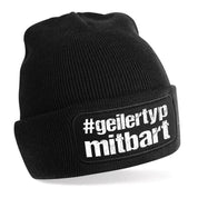 Beanie Strickmütze mit Spruch | #geilertypmitbart - geiler Typ mit Bart | Farbwahl | Angenehm weich | Onesize