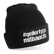 Beanie Strickmütze mit Spruch | #geilertypmitbauch - geiler Typ mit Bauch | Farbwahl | Angenehm weich | Onesize