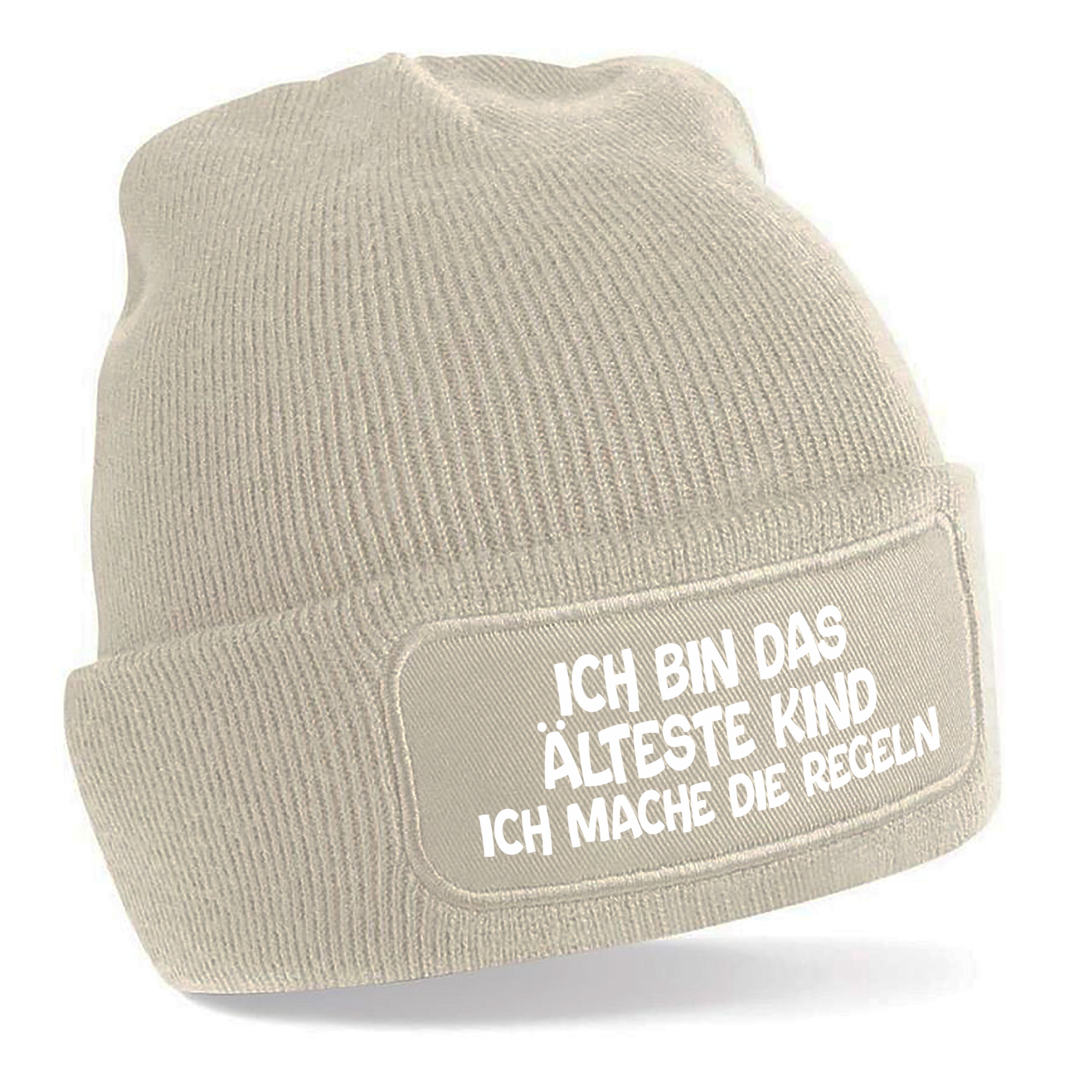 5er Set Beanie Strickmützen mit Spruch | Ich bin die Mama - Ich bin der Papa - Ich bin das jüngste Kind - Ich bin das mittlere Kind - Ich bin das älteste Kind | Farbwahl | Angenehm weich | Onesize