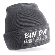 Beanie Strickmütze mit Spruch | Bin da kann losgehen! | Farbwahl | Angenehm weich | Onesize