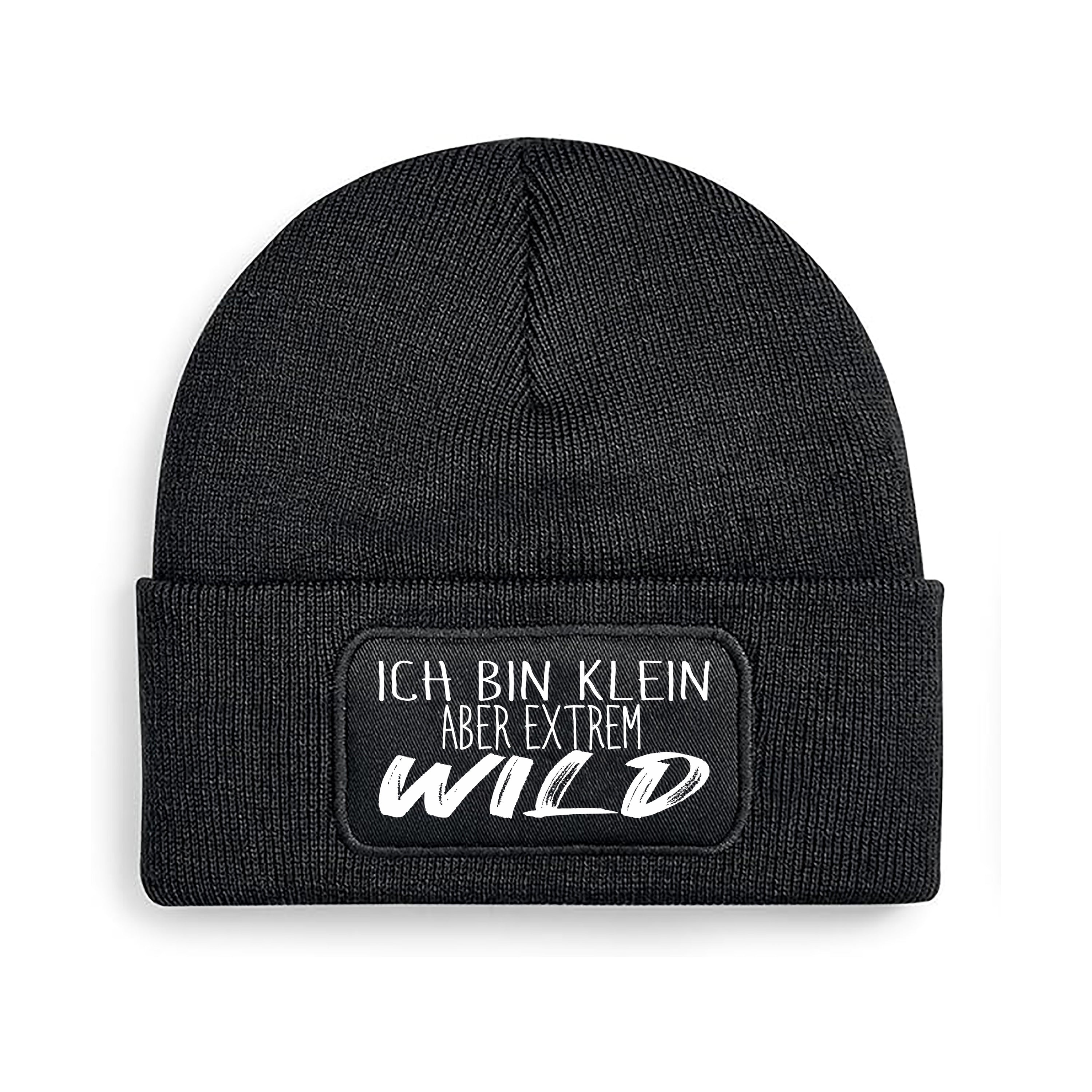 Beanie Strickmütze mit Spruch | Ich bin klein aber extrem Wild | Farbwahl | Angenehm weich | Onesize