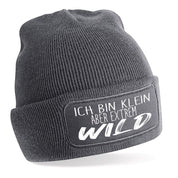 Beanie Strickmütze mit Spruch | Ich bin klein aber extrem Wild | Farbwahl | Angenehm weich | Onesize