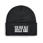 Beanie Strickmütze mit Spruch | Ich geh als geile Sau | Farbwahl | Angenehm weich | Onesize