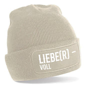 Beanie Strickmütze mit Spruch | Liebe(r)-voll - Lieber voll | Farbwahl | Angenehm weich | Onesize