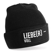 Beanie Strickmütze mit Spruch | Liebe(r)-voll - Lieber voll | Farbwahl | Angenehm weich | Onesize