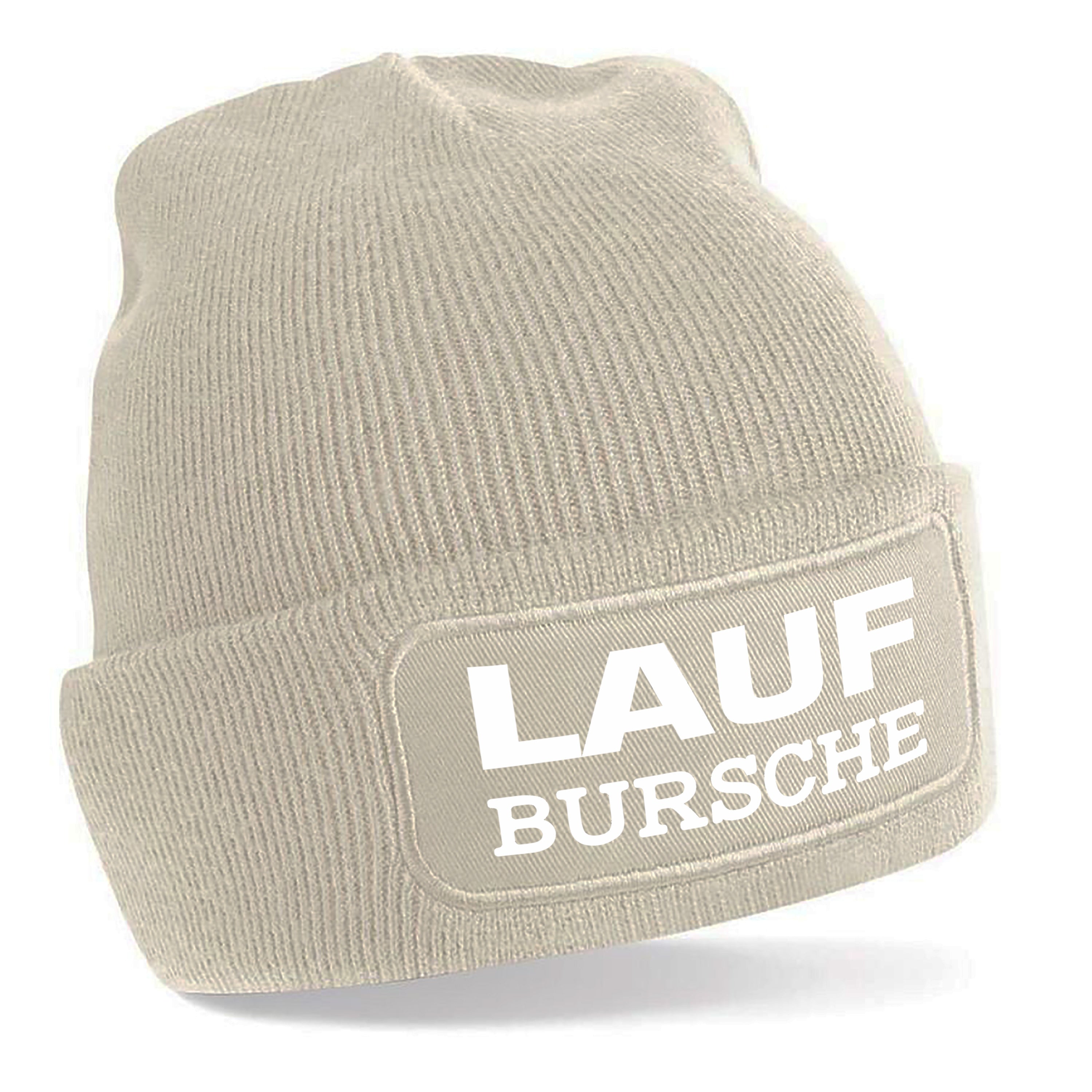 Beanie Strickmütze mit Spruch | Lauf Bursche - Laufbursche | Farbwahl | Angenehm weich | Onesize