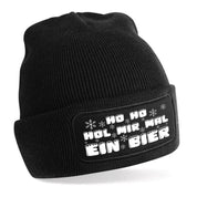 Beanie Strickmütze mit Spruch | Ho Ho Hol mir mal ein Bier | Farbwahl | Angenehm weich | Onesize