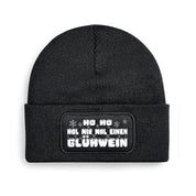 Beanie Strickmütze mit Spruch | Ho Ho Hol mir mal einen Glühwein | Farbwahl | Angenehm weich | Onesize