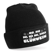 Beanie Strickmütze mit Spruch | Ho Ho Hol mir mal einen Glühwein | Farbwahl | Angenehm weich | Onesize