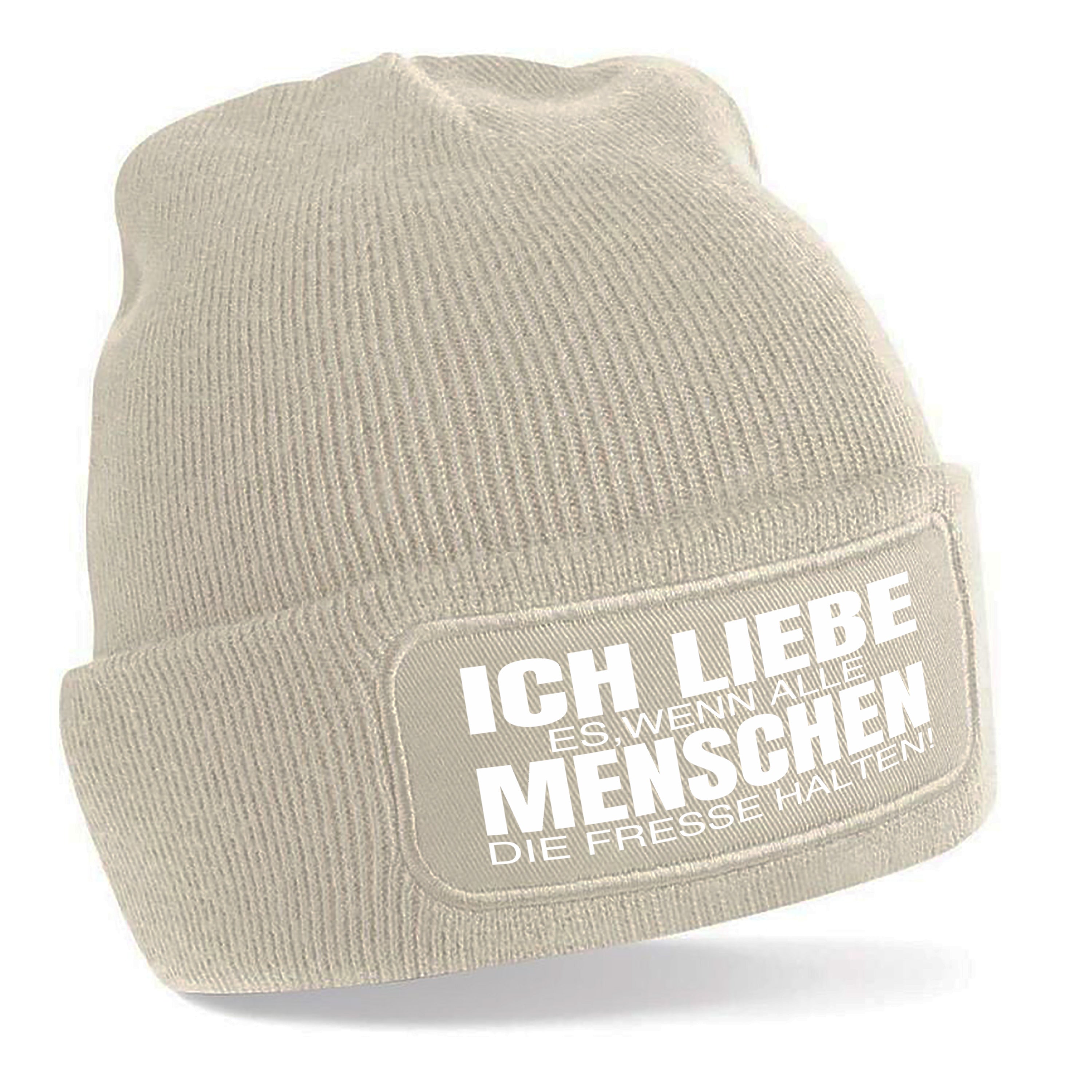 Beanie Strickmütze mit Spruch | Ich liebe es, wenn alle Menschen die Fresse halten! | Farbwahl | Angenehm weich | Onesize