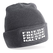 Beanie Strickmütze mit Spruch | Friede Freude Fresse halten | Farbwahl | Angenehm weich | Onesize