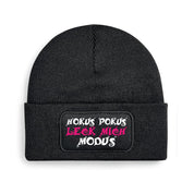 Beanie Strickmütze mit Spruch | Hokus Pokus Leck mich Modus | Farbwahl | Angenehm weich | Onesize