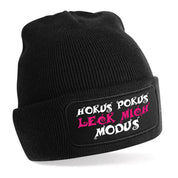 Beanie Strickmütze mit Spruch | Hokus Pokus Leck mich Modus | Farbwahl | Angenehm weich | Onesize