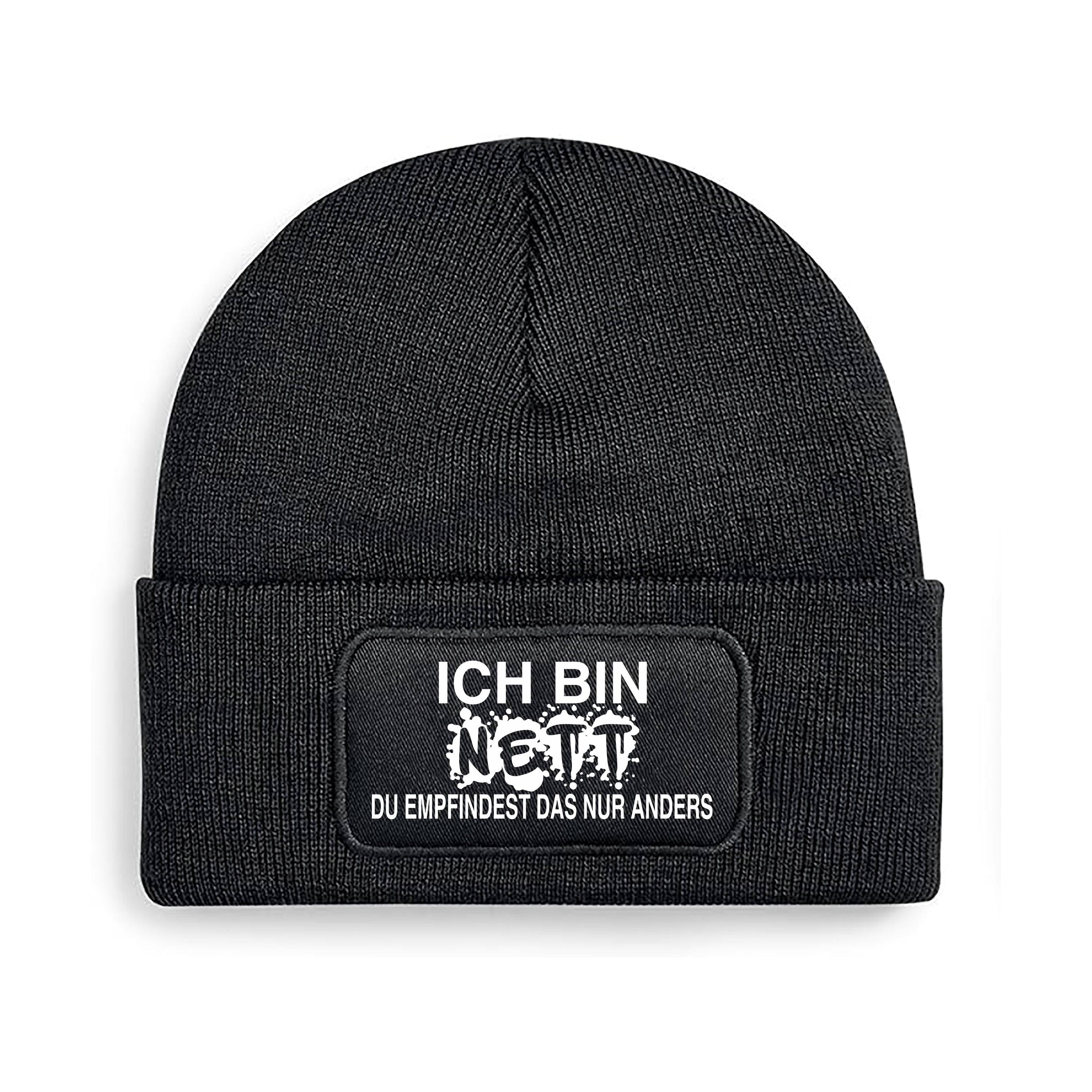 Beanie Strickmütze mit Spruch | Ich bin nett. Du empfindest das nur anders. | Farbwahl | Angenehm weich | Onesize