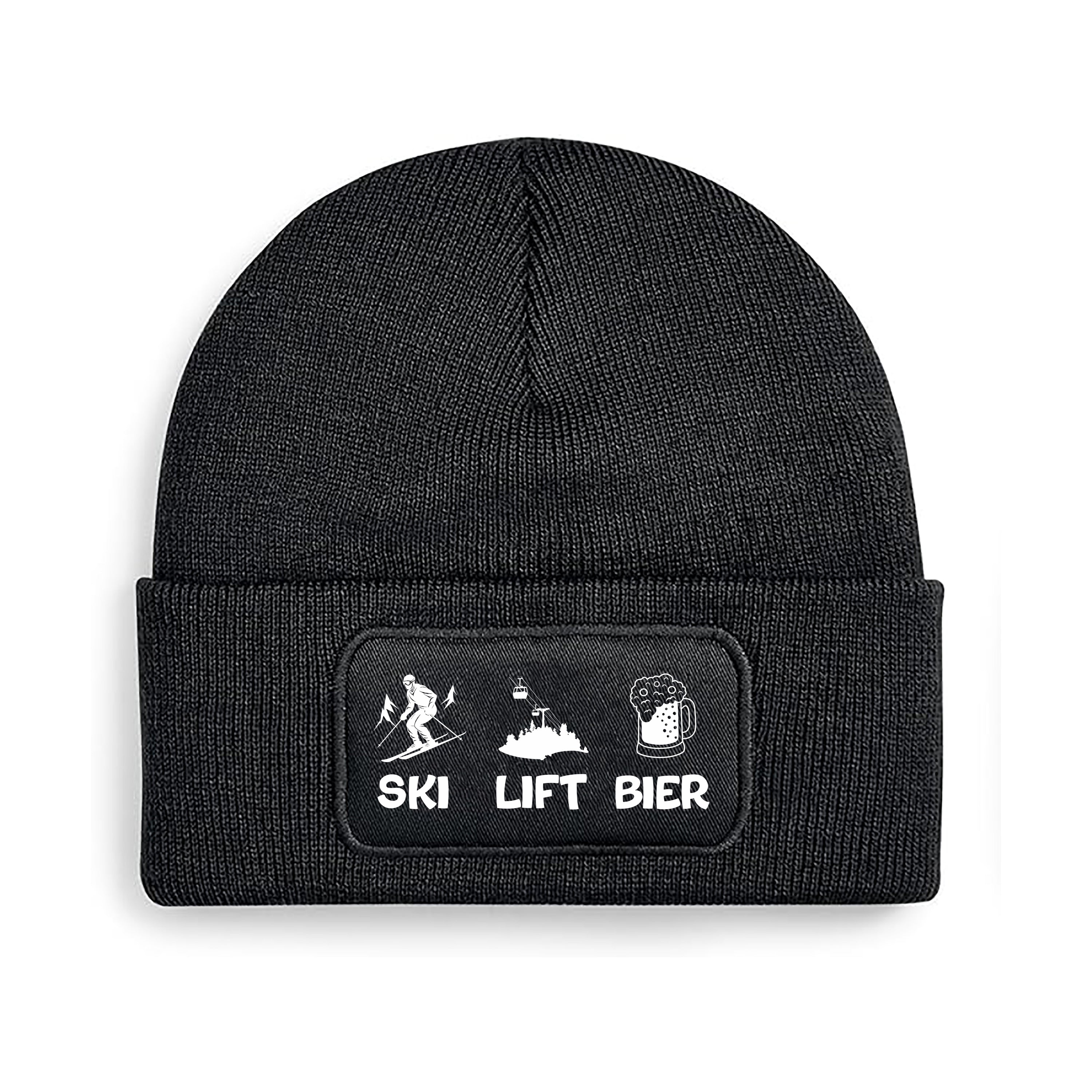 Beanie Strickmütze mit Spruch | SKI LIFT BIER | Farbwahl | Angenehm weich | Onesize