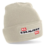 Beanie Strickmütze mit Spruch | Es eskaliert eh | Farbwahl | Angenehm weich | Onesize