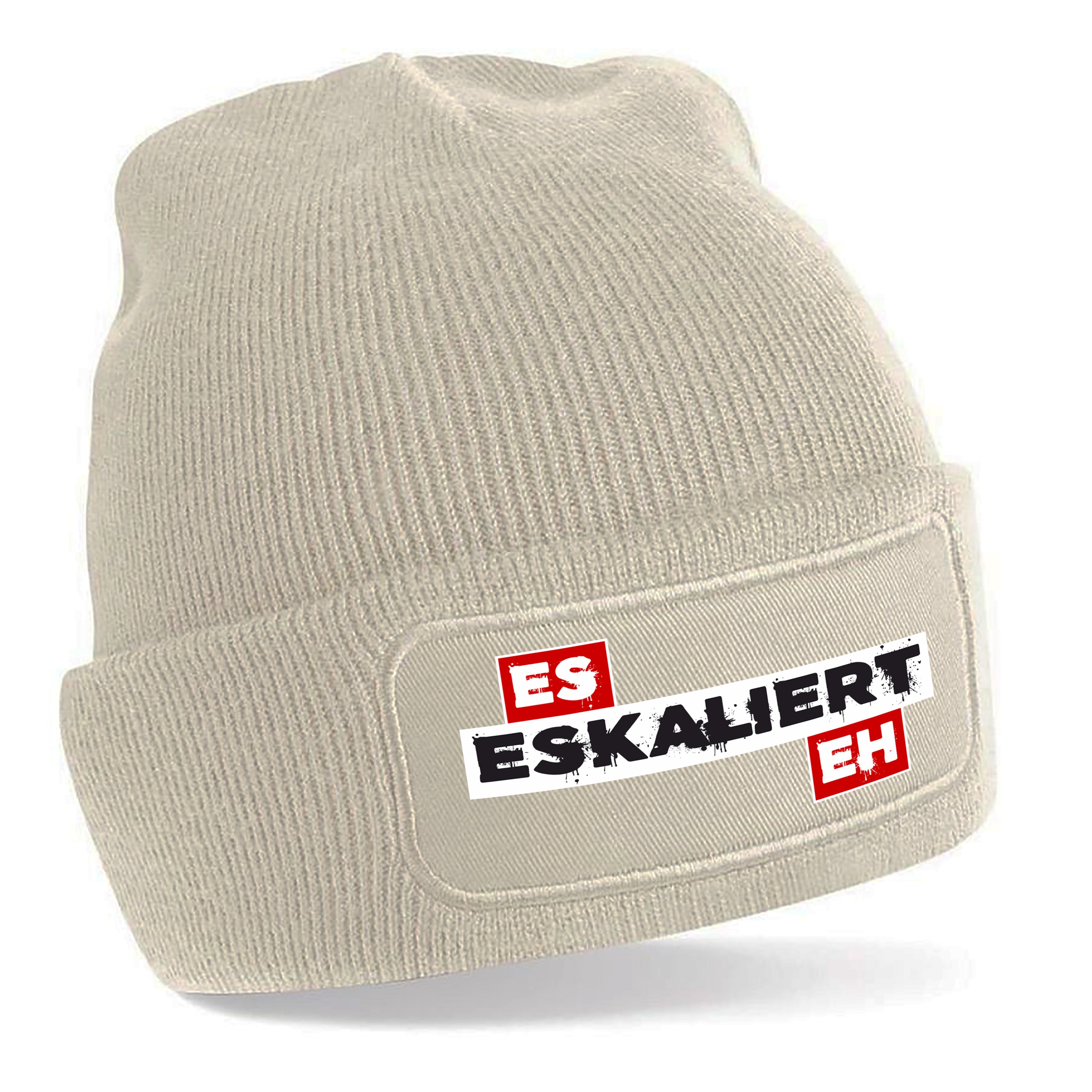 Beanie Strickmütze mit Spruch | Es eskaliert eh | Farbwahl | Angenehm weich | Onesize