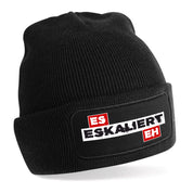 Beanie Strickmütze mit Spruch | Es eskaliert eh | Farbwahl | Angenehm weich | Onesize