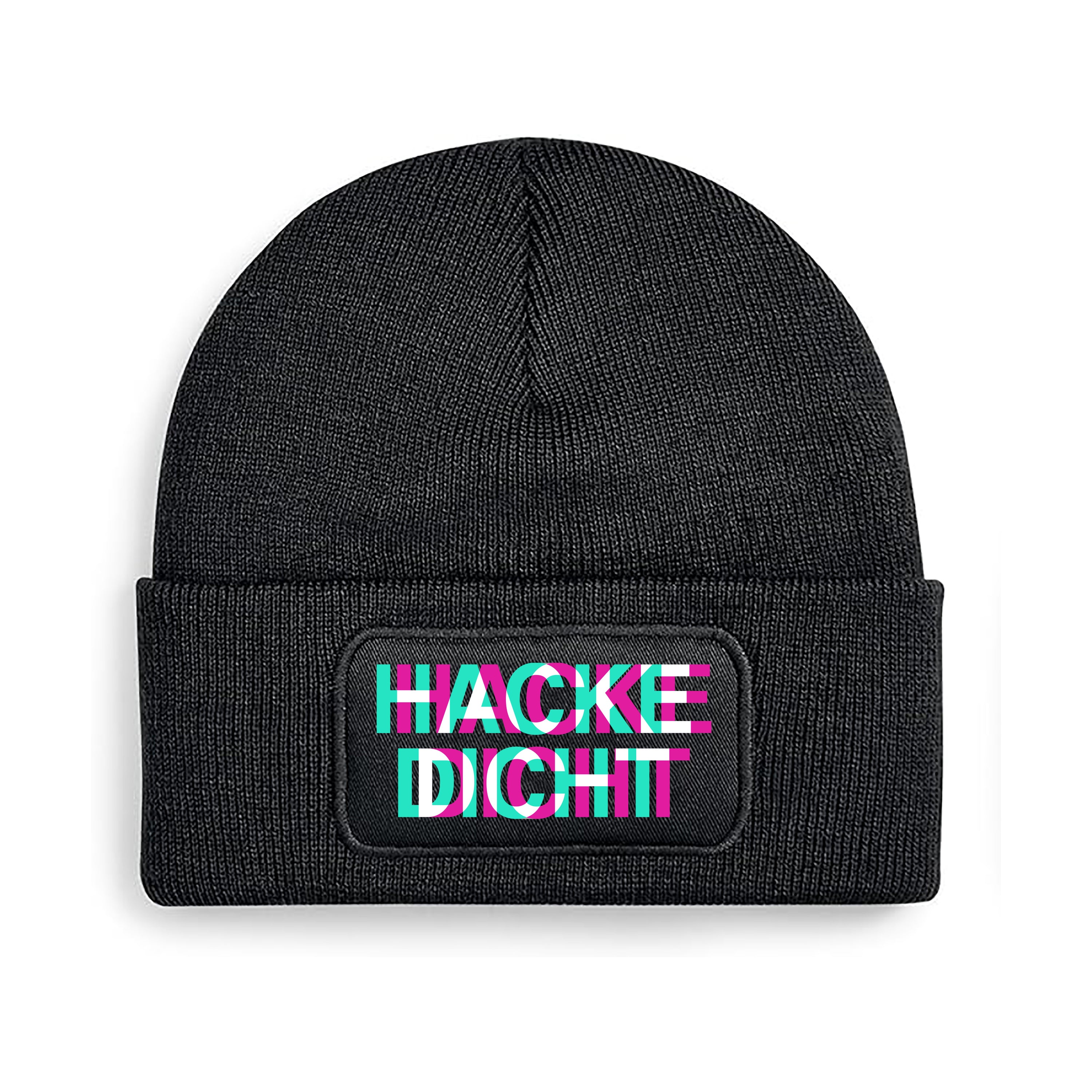 Beanie Strickmütze mit Spruch | HACKE DICHT Rauscheffekt | Farbwahl | Angenehm weich | Onesize