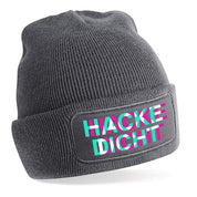 Beanie Strickmütze mit Spruch | HACKE DICHT Rauscheffekt | Farbwahl | Angenehm weich | Onesize