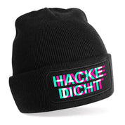 Beanie Strickmütze mit Spruch | HACKE DICHT Rauscheffekt | Farbwahl | Angenehm weich | Onesize