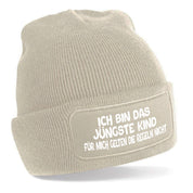 3er Set Beanie Strickmützen mit Spruch | Ich bin das jüngste Kind - Ich bin das mittlere Kind - Ich bin das älteste Kind | Farbwahl | Angenehm weich | Onesize