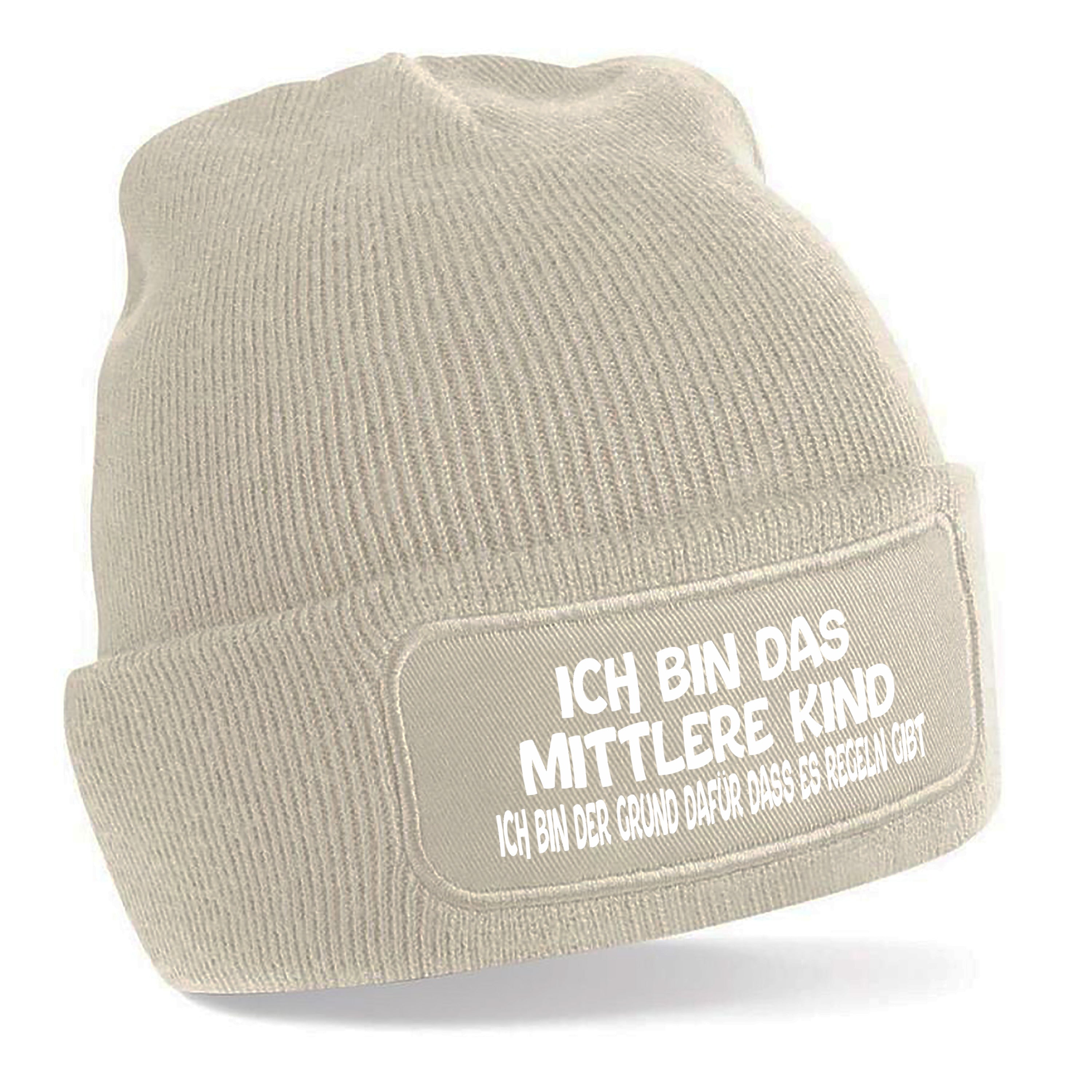 3er Set Beanie Strickmützen mit Spruch | Ich bin das jüngste Kind - Ich bin das mittlere Kind - Ich bin das älteste Kind | Farbwahl | Angenehm weich | Onesize