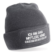 3er Set Beanie Strickmützen mit Spruch | Ich bin das jüngste Kind - Ich bin das mittlere Kind - Ich bin das älteste Kind | Farbwahl | Angenehm weich | Onesize