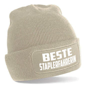 Beanie Strickmütze mit Spruch | Beste Staplerfahrerin | Farbwahl | Angenehm weich | Onesize