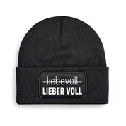 Beanie Strickmütze mit Spruch | Liebevoll - LIEBER VOLL | Farbwahl | Angenehm weich | Onesize