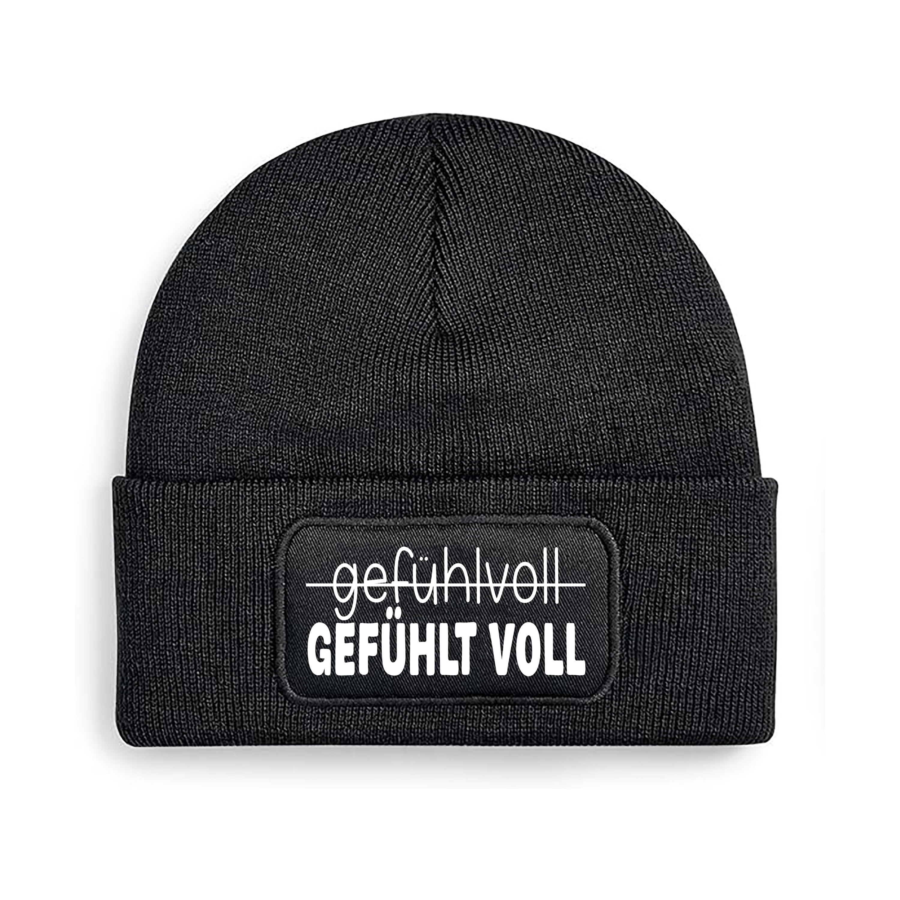 Beanie Strickmütze mit Spruch | gefühlvoll - GEFÜHLT VOLL | Farbwahl | Angenehm weich | Onesize