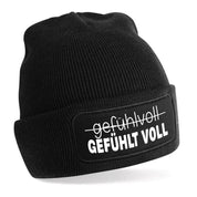 Beanie Strickmütze mit Spruch | gefühlvoll - GEFÜHLT VOLL | Farbwahl | Angenehm weich | Onesize
