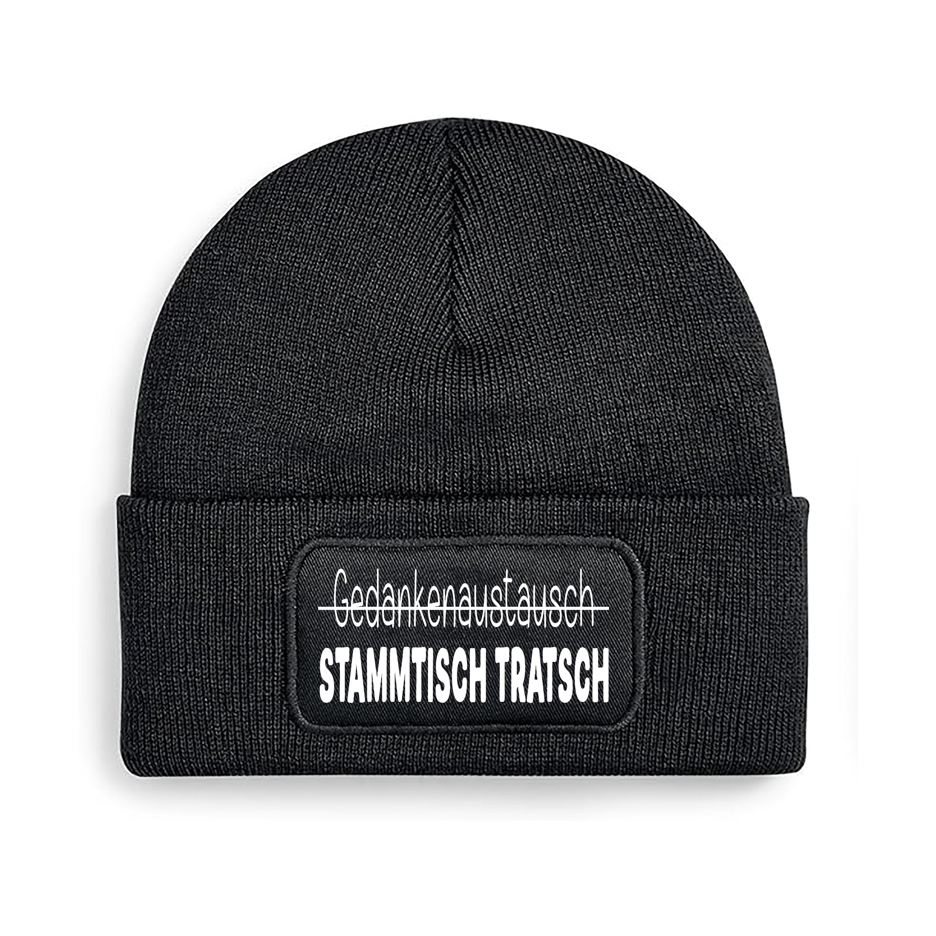 Beanie Strickmütze mit Spruch | Gedankenaustausch - STAMMTISCH TRATSCH | Farbwahl | Angenehm weich | Onesize