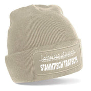 Beanie Strickmütze mit Spruch | Gedankenaustausch - STAMMTISCH TRATSCH | Farbwahl | Angenehm weich | Onesize
