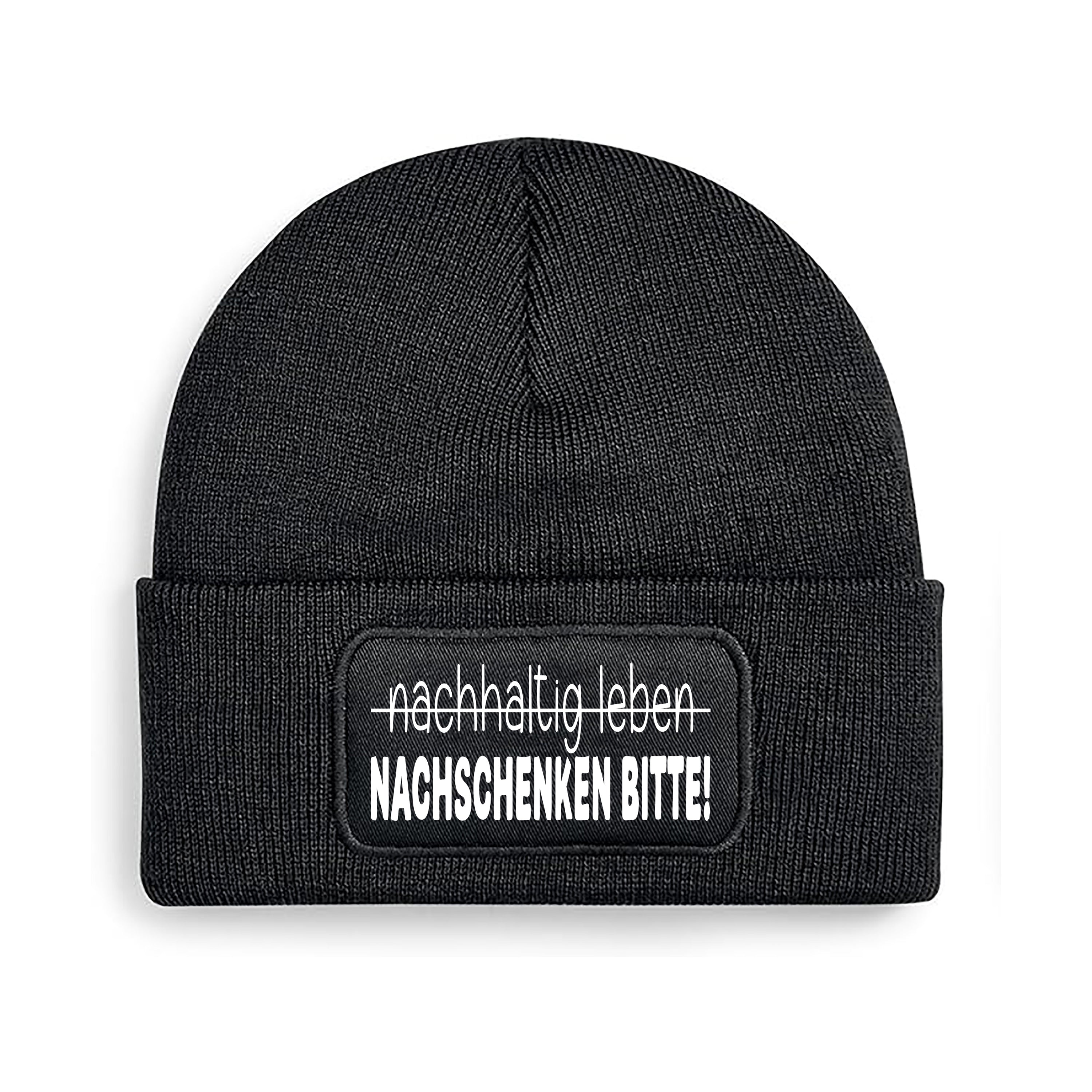Beanie Strickmütze mit Spruch | nachhaltig leben - NACHSCHENKEN BITTE! | Farbwahl | Angenehm weich | Onesize