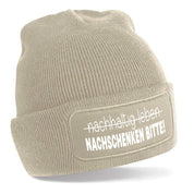 Beanie Strickmütze mit Spruch | nachhaltig leben - NACHSCHENKEN BITTE! | Farbwahl | Angenehm weich | Onesize