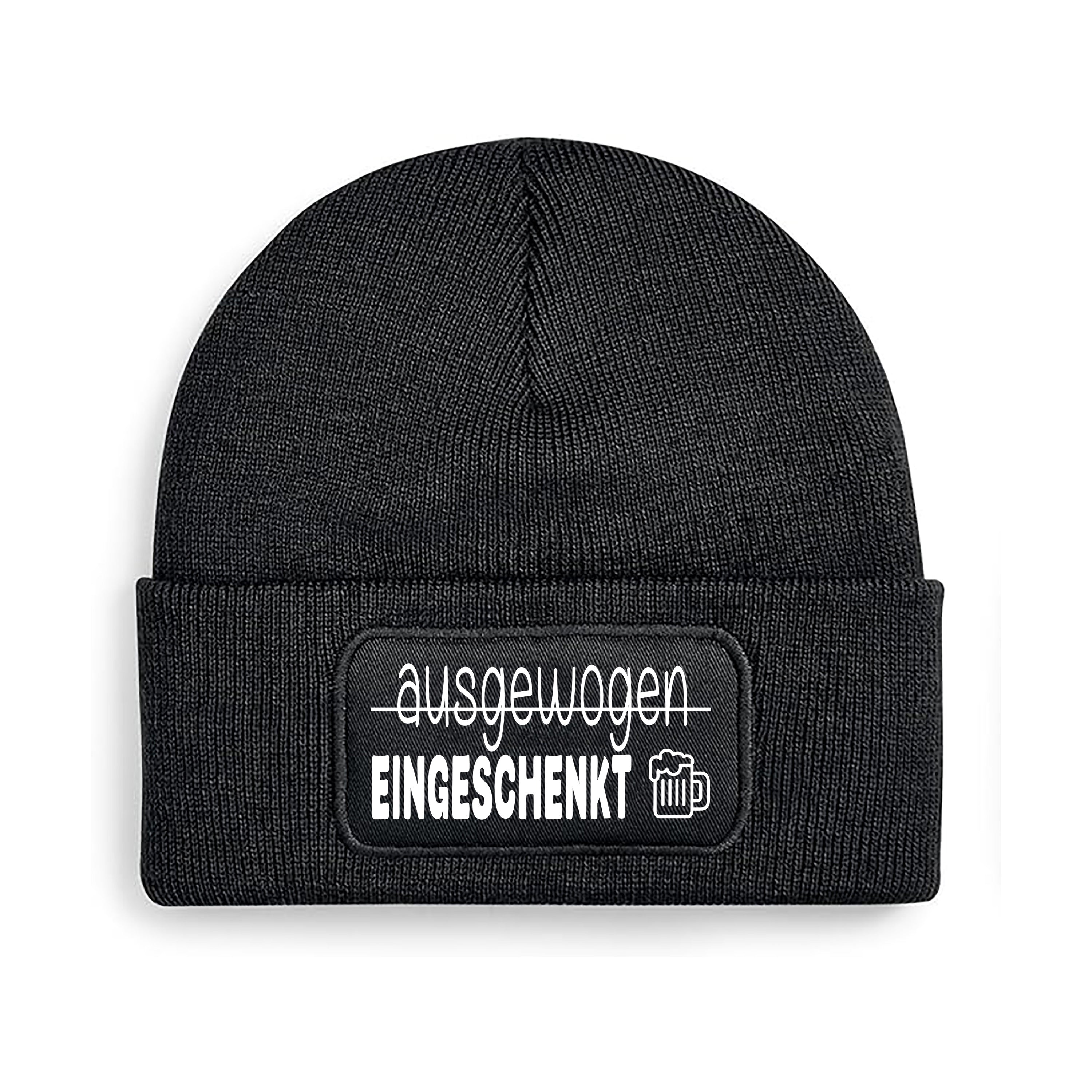 Beanie Strickmütze mit Spruch | ausgewogen - EINGESCHENKT | Farbwahl | Angenehm weich | Onesize