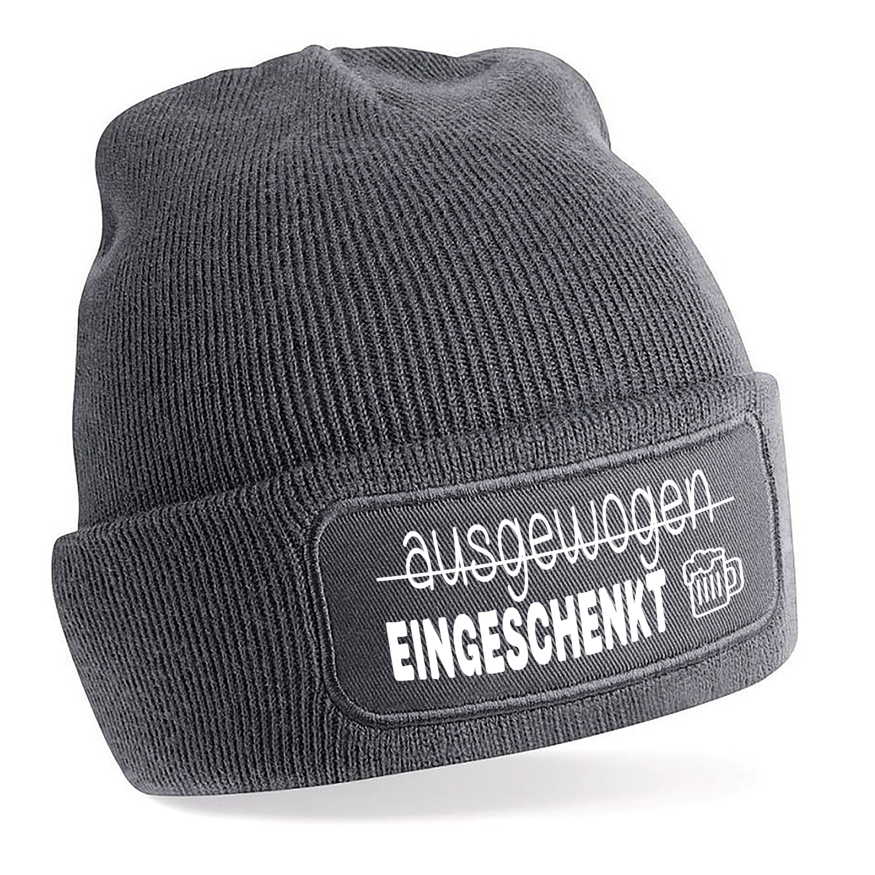 Beanie Strickmütze mit Spruch | ausgewogen - EINGESCHENKT | Farbwahl | Angenehm weich | Onesize