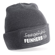 Beanie Strickmütze mit Spruch | Feingefühl - FEINHERB | Farbwahl | Angenehm weich | Onesize